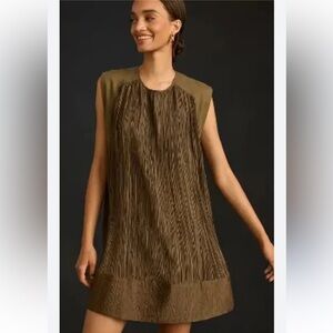 By Anthropologie plisse cap sleeve dress